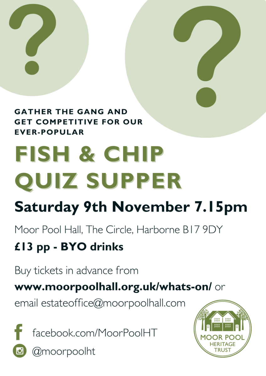 A poster for our fish and chip quiz supper